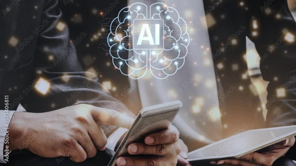 Poster ai assistant brain processor with llm technology, big data, machine learning, generative ai for busi