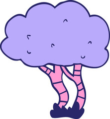 cartoon doodle tree in bright neon color