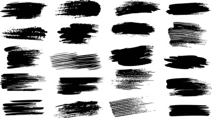 Vector set of black brushstroke textures