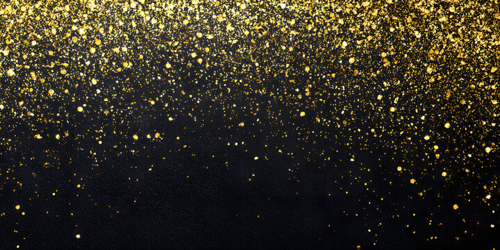 gold black glitter confetti background for graduation birthday happy new year opening sale concept, usable for banner poster brochure ad invitation flyer template
