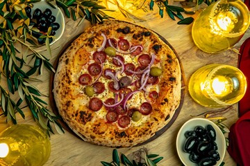 The best and most perfect pizza in the world is the Brazilian pizza with pepperoni and onions