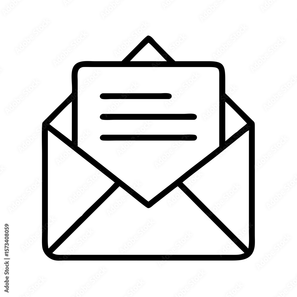 Poster open envelope with letter vector icon illustration for mail message and contact concept 90 on transp
