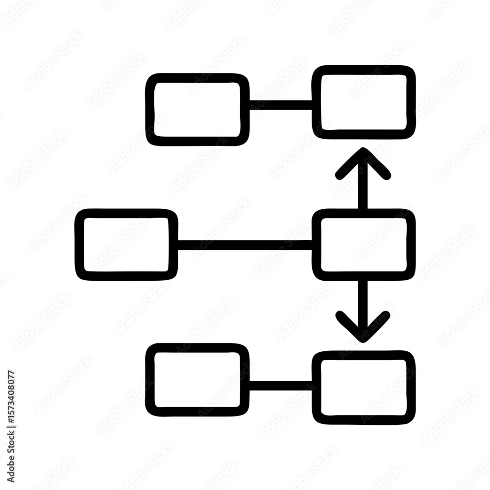 Poster Flowchart diagram process mapping illustration showing connection and direction of steps data flow on transparent background