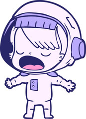 cartoon talking astronaut in bright neon color