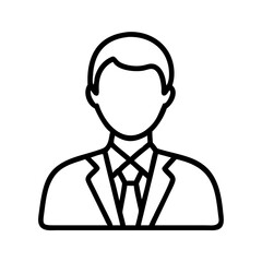 Professional business man avatar vector line art icon for profile and user interface design on transparent background