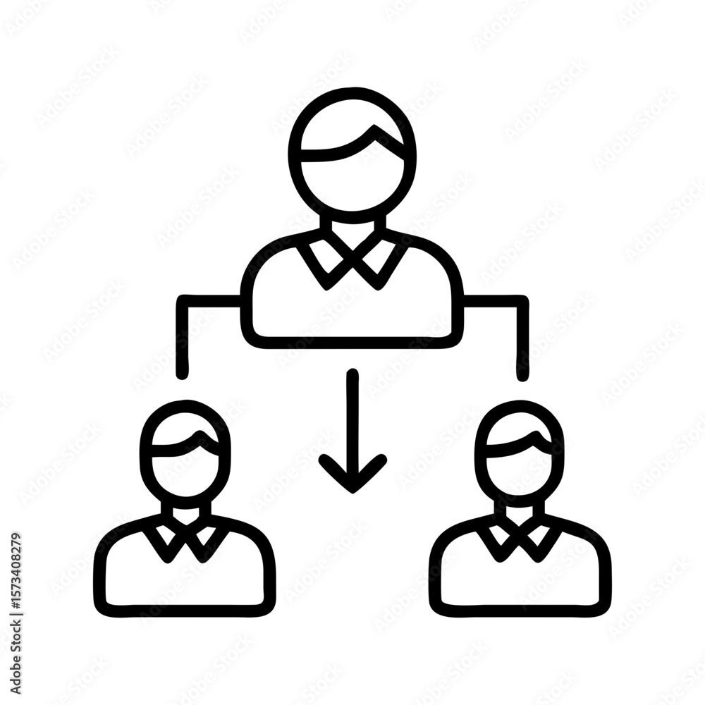 Poster organization chart hierarchy structure business management team leadership diagram icon vector illus