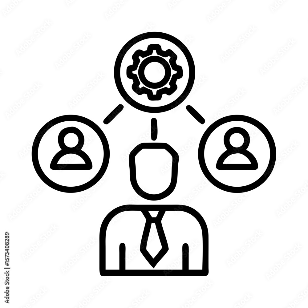 Poster business management structure and organization chart icon for corporate hierarchy and teamwork on tr