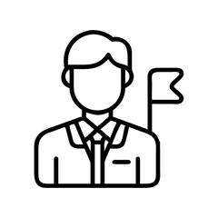 Find a leader icon, business man with flag vector, leadership achievement symbol graphic design on transparent background