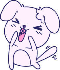 freehand drawn cartoon of cute kawaii dog in bright neon color