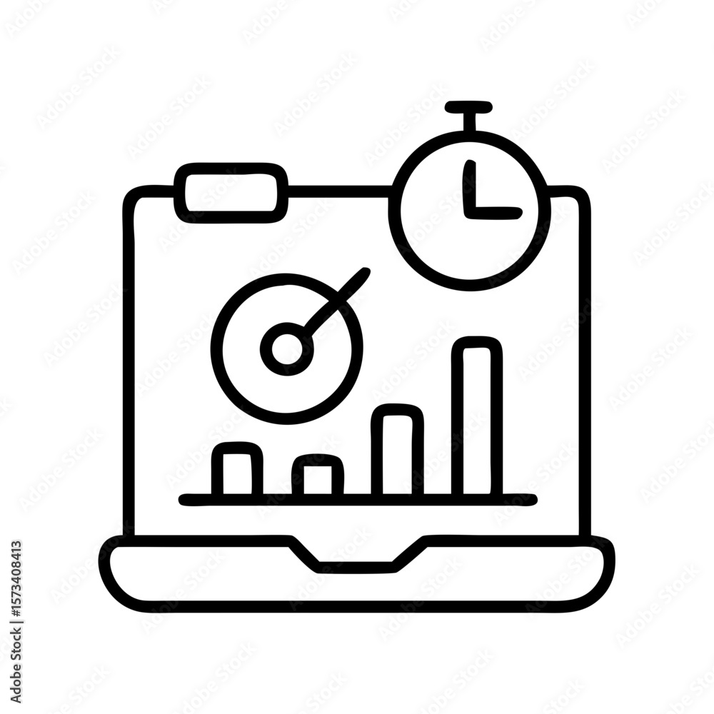Poster laptop performance monitoring dashboard with real time analytics and progress tracking tool on trans