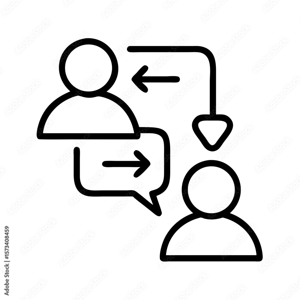 Poster communication feedback loop icon vector illustration for business and personal development use on tr