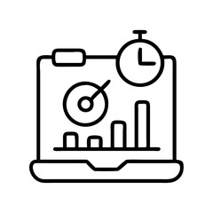 Laptop performance monitoring dashboard with real time analytics and progress tracking tool on transparent background