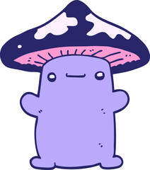 cartoon mushroom in bright neon color