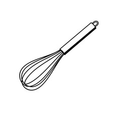 Elegant whisk design for culinary projects, suitable for minimalist logos, simple icons, or as a baking element for kitchen-themed creations.