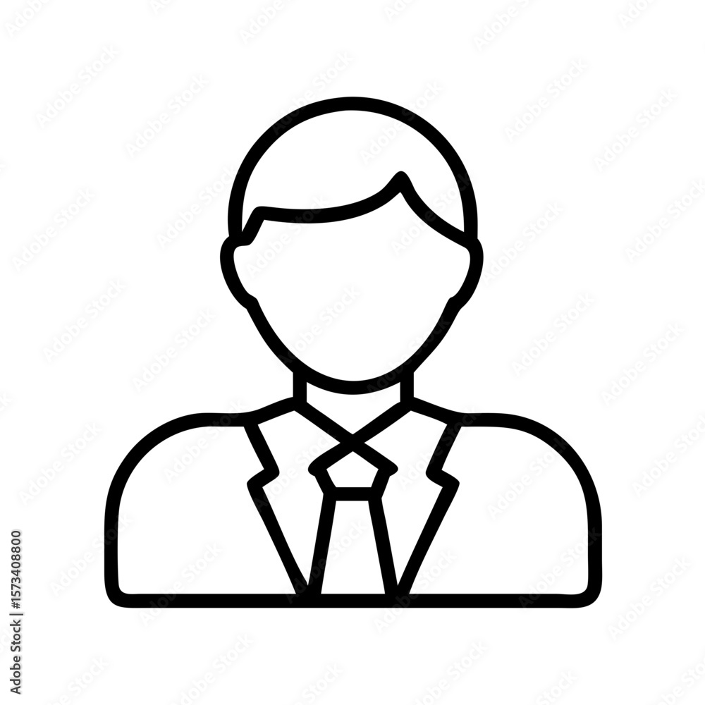 Poster businessman avatar vector icon outline style for professional use and user interface design on trans