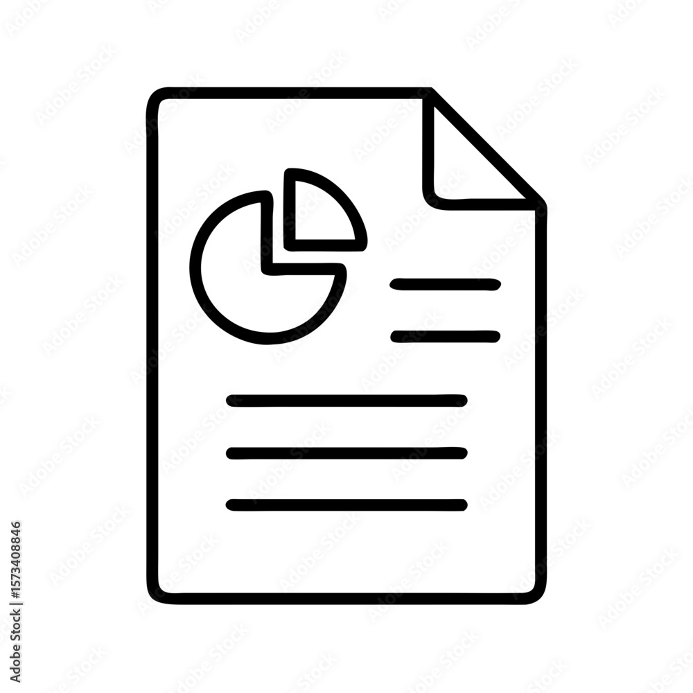 Poster pie chart document icon for data analysis and report presentation in business and finance use on tra