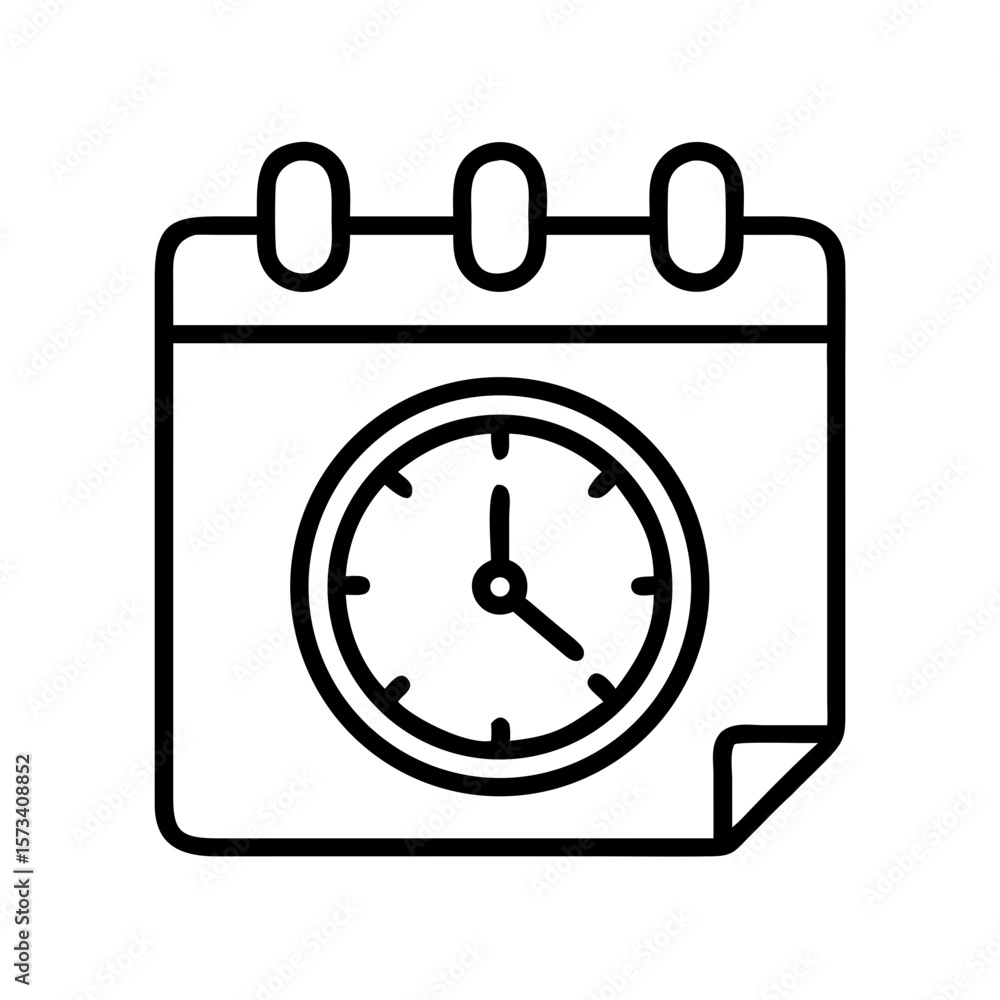 Poster vector illustration of calendar with clock icon for appointment scheduling and time management on tr