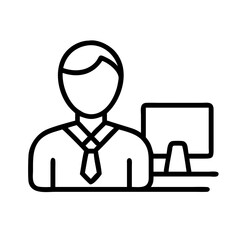 Office worker at desk icon vector illustration for business and professional use graphic design needs on transparent background