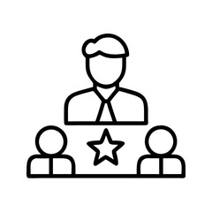 Find talent recruitment team leader star employee hr management and job search icon design vector on transparent background