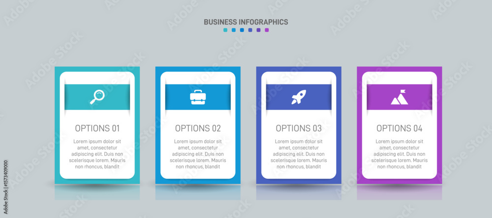 Poster horizontal progress bar featuring 4 arrow-shaped elements, symbolizing the four stages of business s