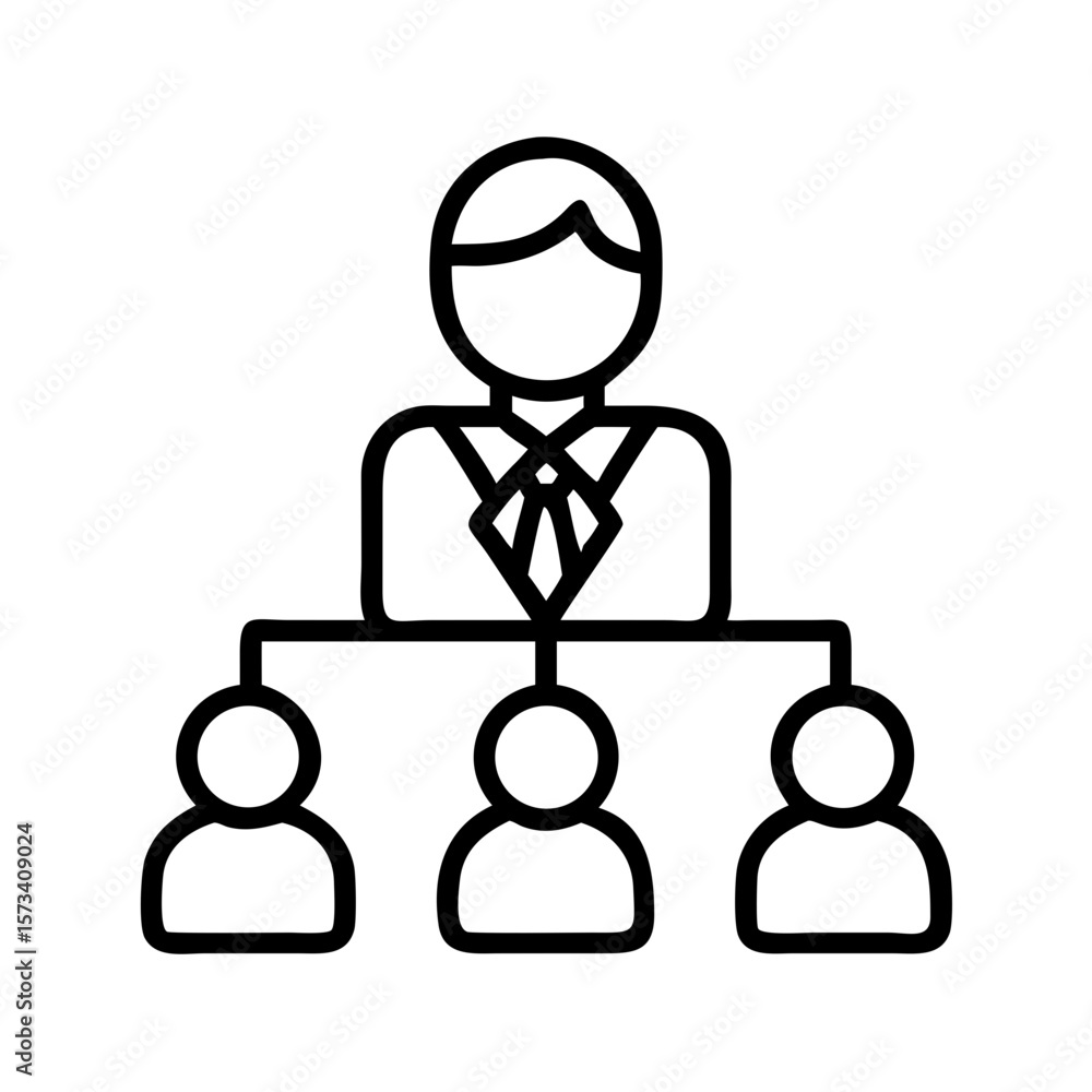 Poster organization chart hierarchy structure business management team leader outline vector icon on transp