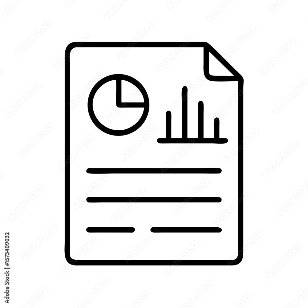 Poster document with chart and graph icon for business report analysis data visualization and presentation 
