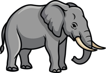 Obraz premium Elephant, a large grey mammal with a trunk, standing isolated on a white background