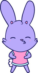 curious bunny cartoon in bright neon color
