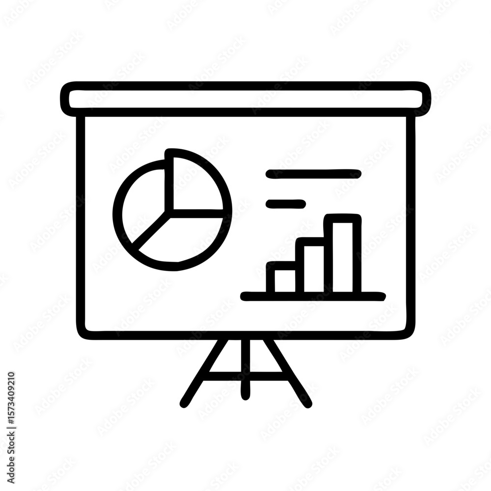 Poster presentation board with pie chart and bar graph for business data and analytics review meeting on tr