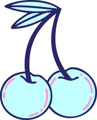 tattoo in traditional style of cherries in bright neon color