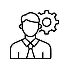 Engineer mechanical skills gear thinking man icon vector illustration design concept on transparent background
