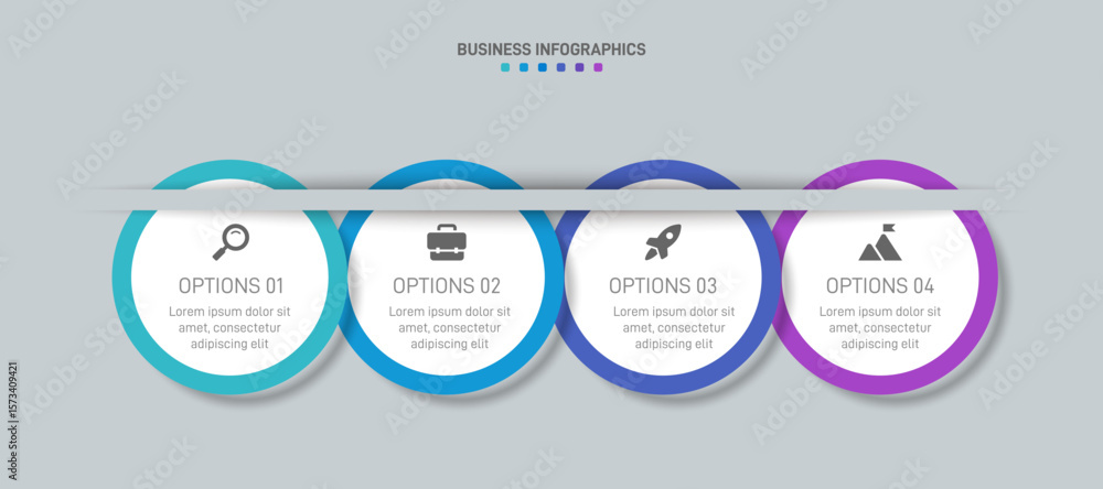 Aufkleber horizontal progress bar featuring 4 arrow-shaped elements, symbolizing the four stages of business s