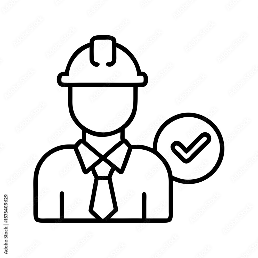 Poster find approved construction worker engineer with hardhat and check mark icon vector image design on t