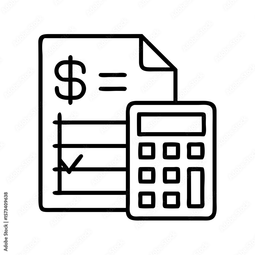 Poster budgeting and finance planning icon with calculator and document for financial management analysis o