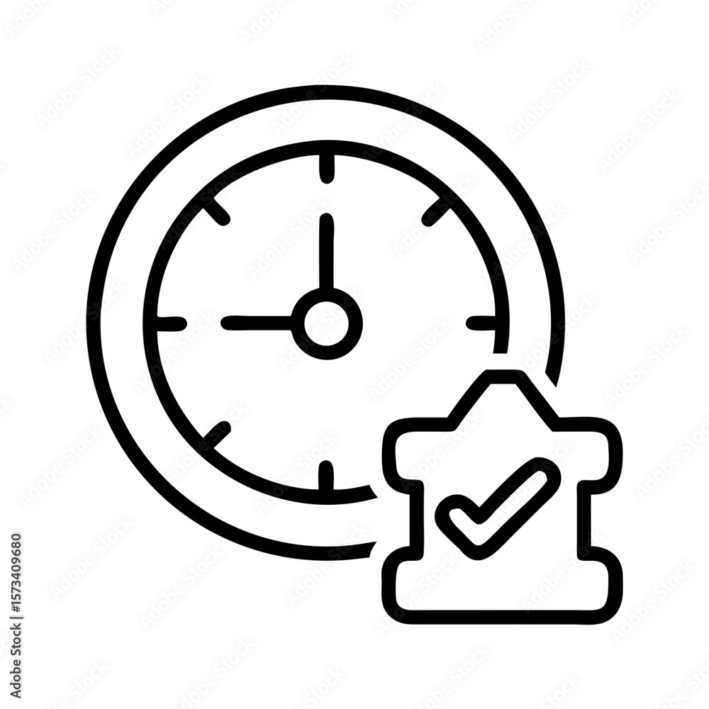 Aufkleber time management task completed deadline reminder schedule checkmark icon vector graphic design on tr
