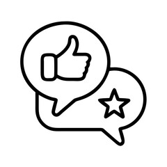 Thumbs up and star rating feedback concept for customer satisfaction and review system icon on transparent background