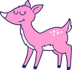 cartoon deer in bright neon color