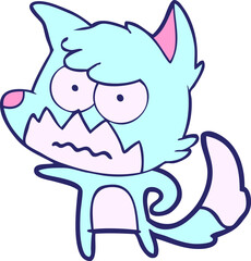 cartoon annoyed fox in bright neon color