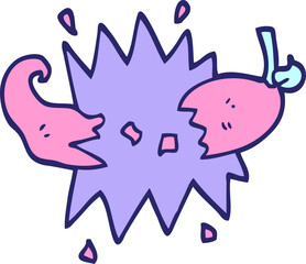 hand drawn doodle style cartoon red hot chili in bright neon color