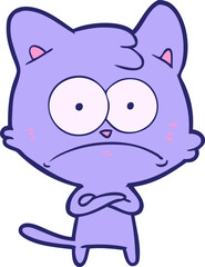 cartoon nervous cat in bright neon color