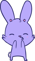 curious bunny cartoon in bright neon color