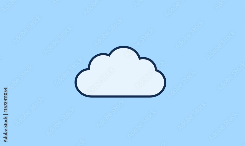 Poster simple minimalistic white cloud outline icon isolated on light blue background flat vector illustrat