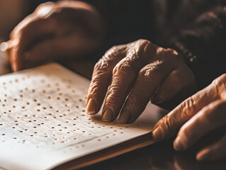 An elderly person is writing on a piece of paper with a pen. Concept of nostalgia and the passage of time. The person's hand is wrinkled