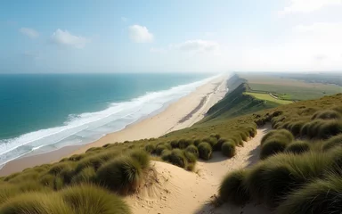 Foto auf Leinwand Nordsee View from dune top over North Sea. High quality  © happy