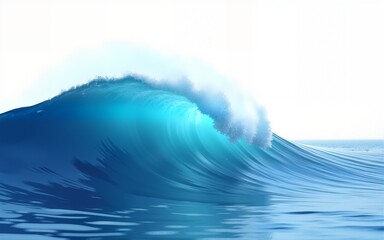 Blue ocean wave, transparent background. High quality