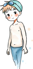Cute swimmer cartoon vector illustration.