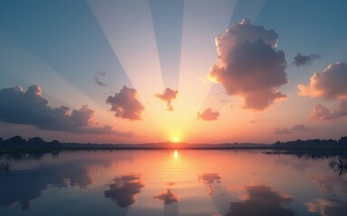 Sky background and water reflection on sunset. High quality