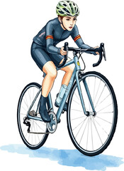 Boy riding a bicycle cartoon vector illustration.