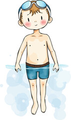 Cute swimmer cartoon vector illustration.