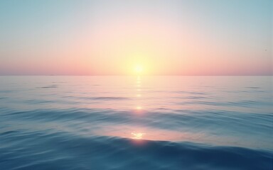 Calm ocean at sunrise with gentle waves under a pastel sky embracing the new day with tranquility. High quality